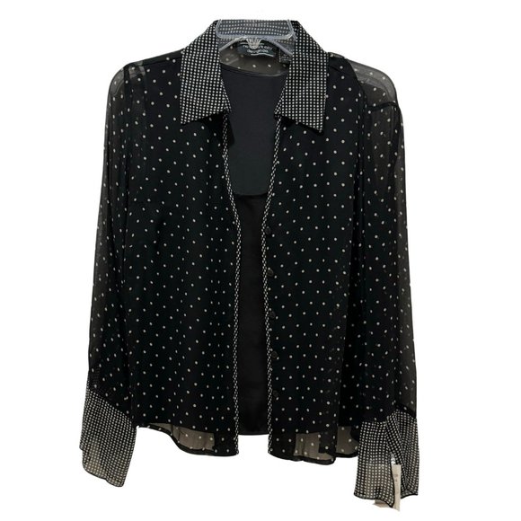 New York City Design Co Top 100% Silk Lined Buttons Front With Cami Size L NWT - Picture 11 of 14